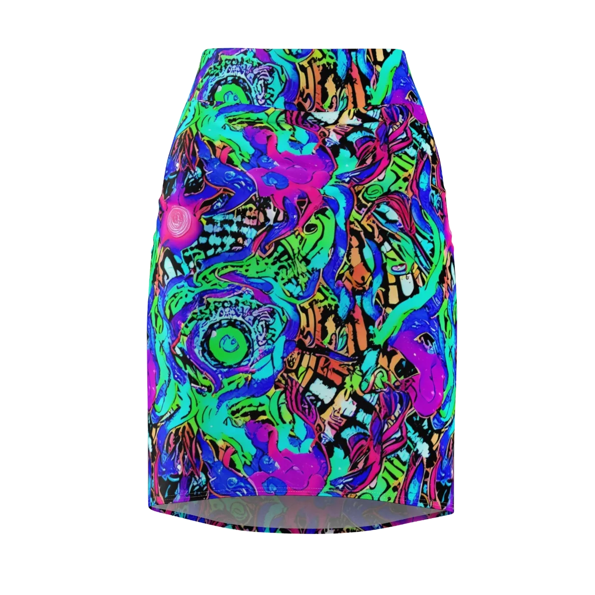 Hypercolor Jungle on Pencil Skirt — Front