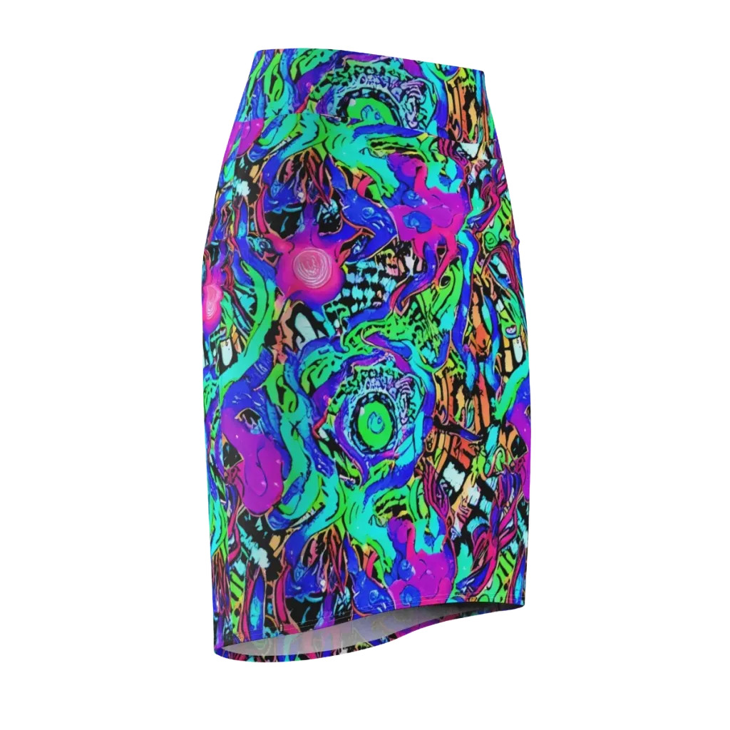 Hypercolor Jungle on Pencil Skirt — Front Side