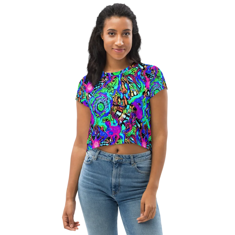 Hypercolor Jungle on Crop Tee — Front