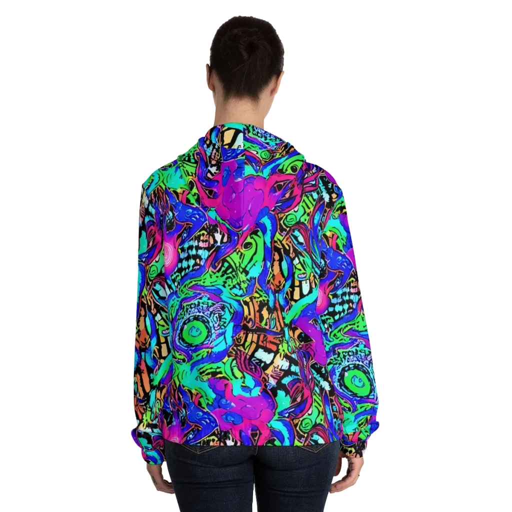 Hypercolor Jungle on Women's Full-Zip Hoodie — Back On Person