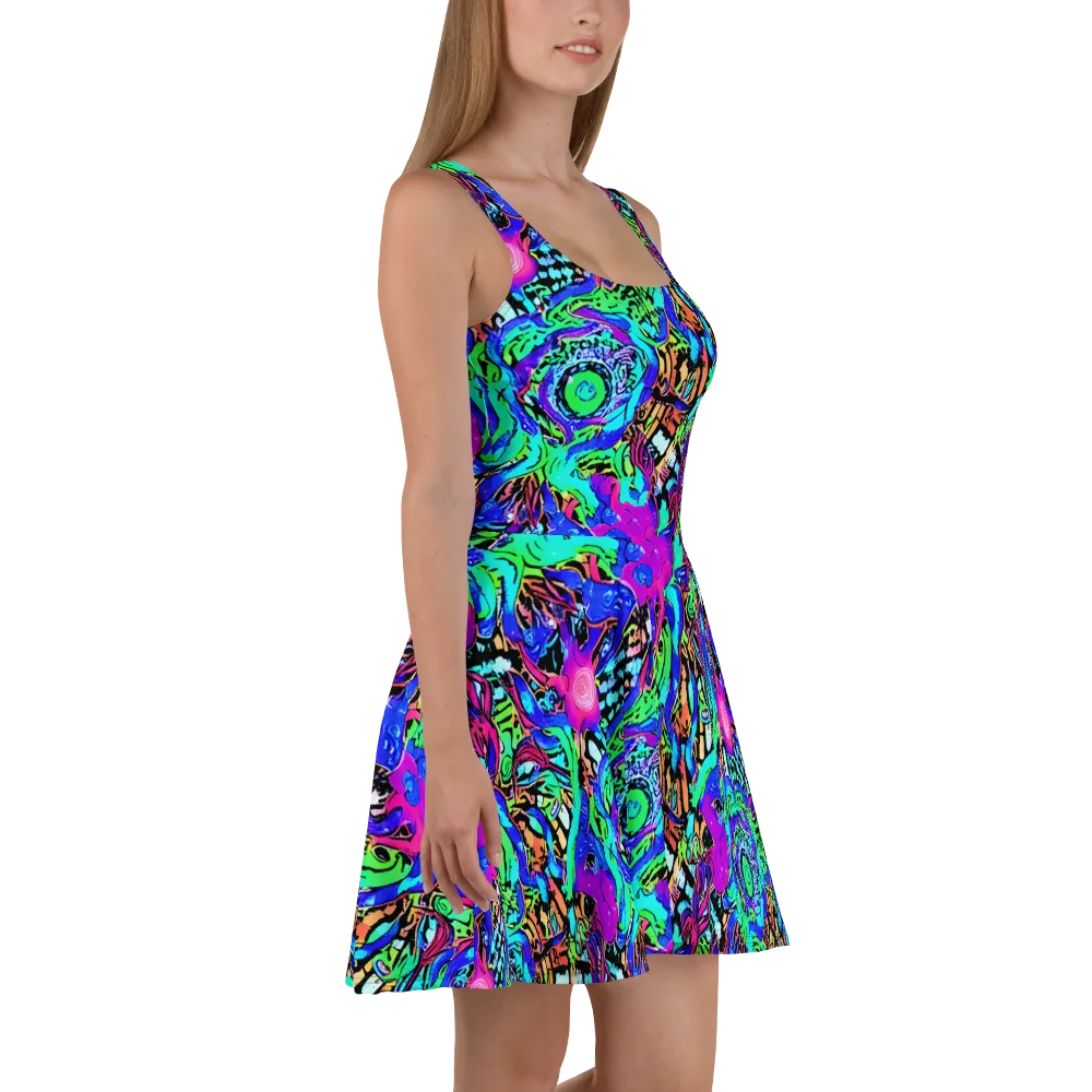Hypercolor Jungle on Skater Dress — Right