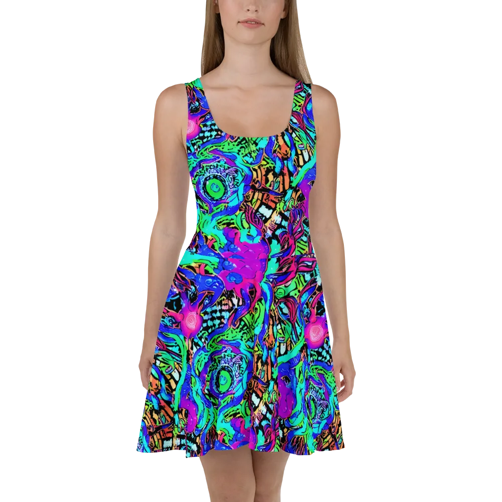 Hypercolor Jungle on Skater Dress — Front