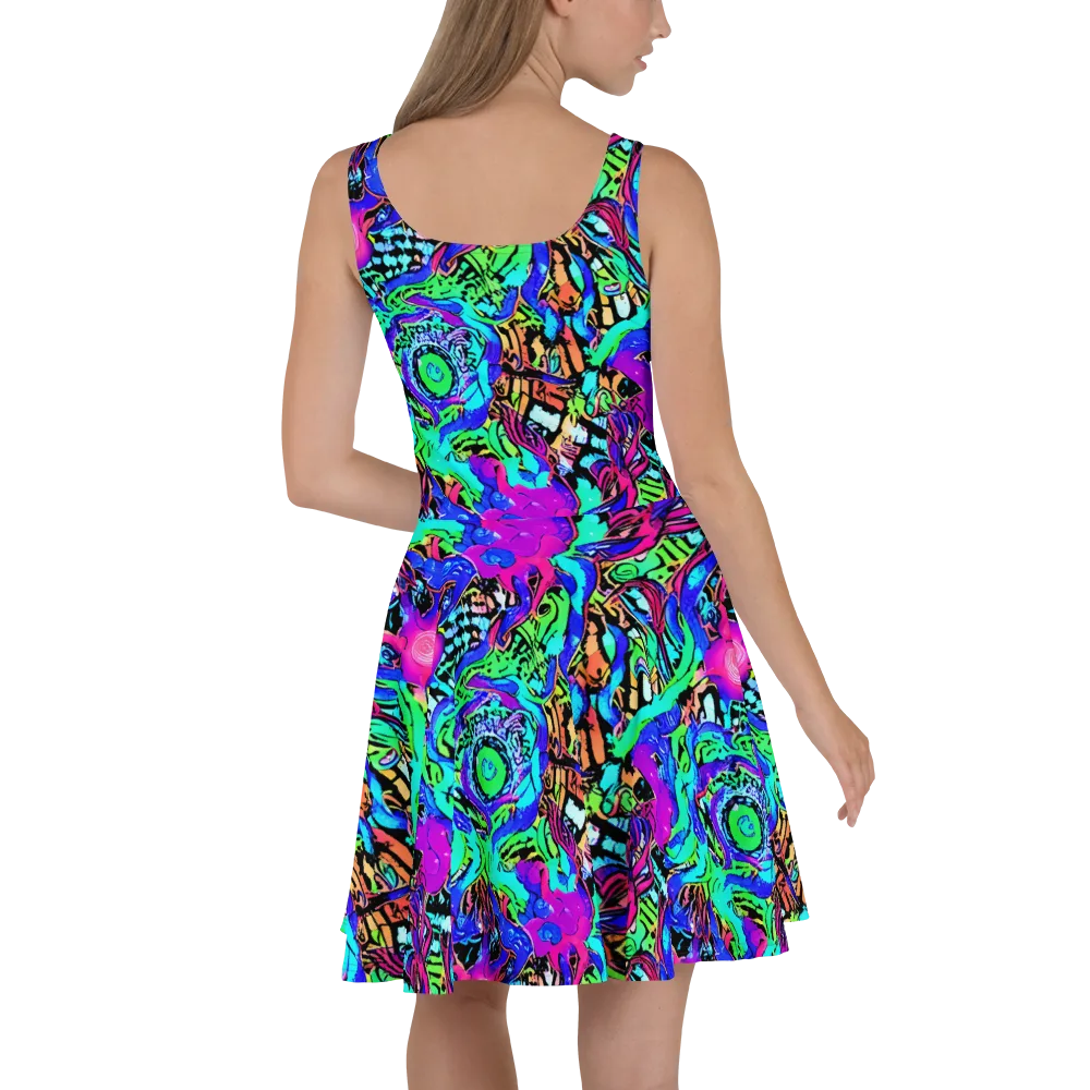 Hypercolor Jungle on Skater Dress — Back