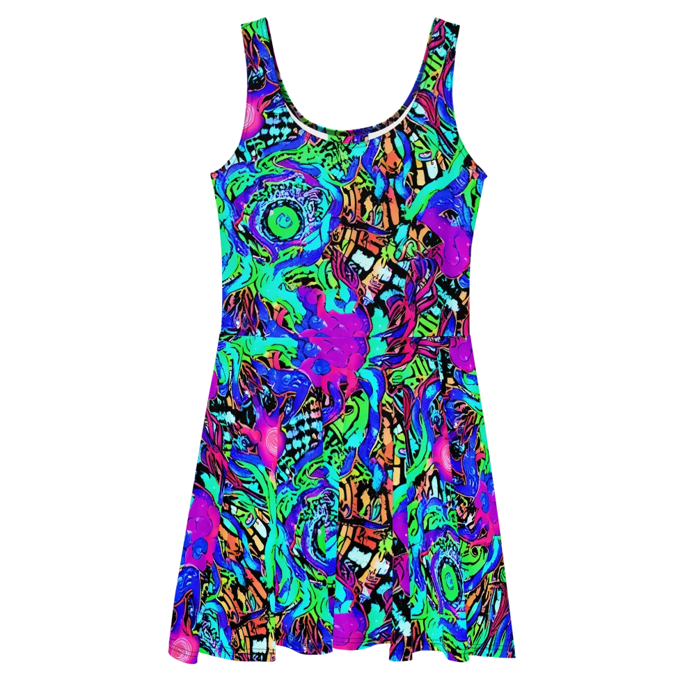 Hypercolor Jungle on Skater Dress — Front