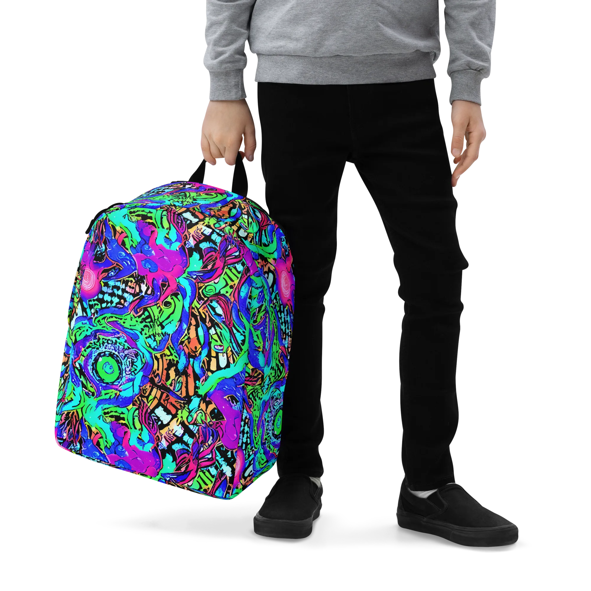 Hypercolor Jungle on Minimalist Backpack — Zoomed-in