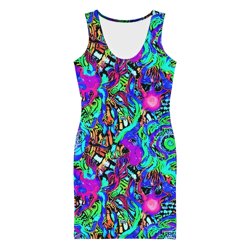 Hypercolor Jungle on Bodycon Dress — Front