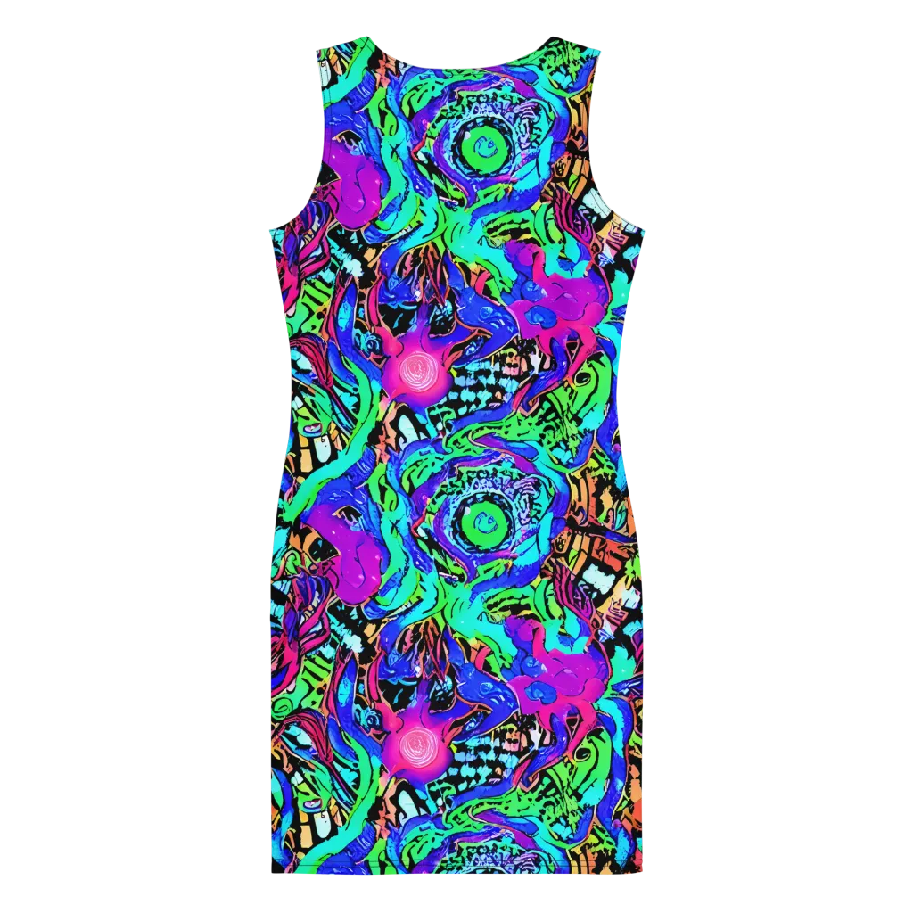 Hypercolor Jungle on Bodycon Dress — Back