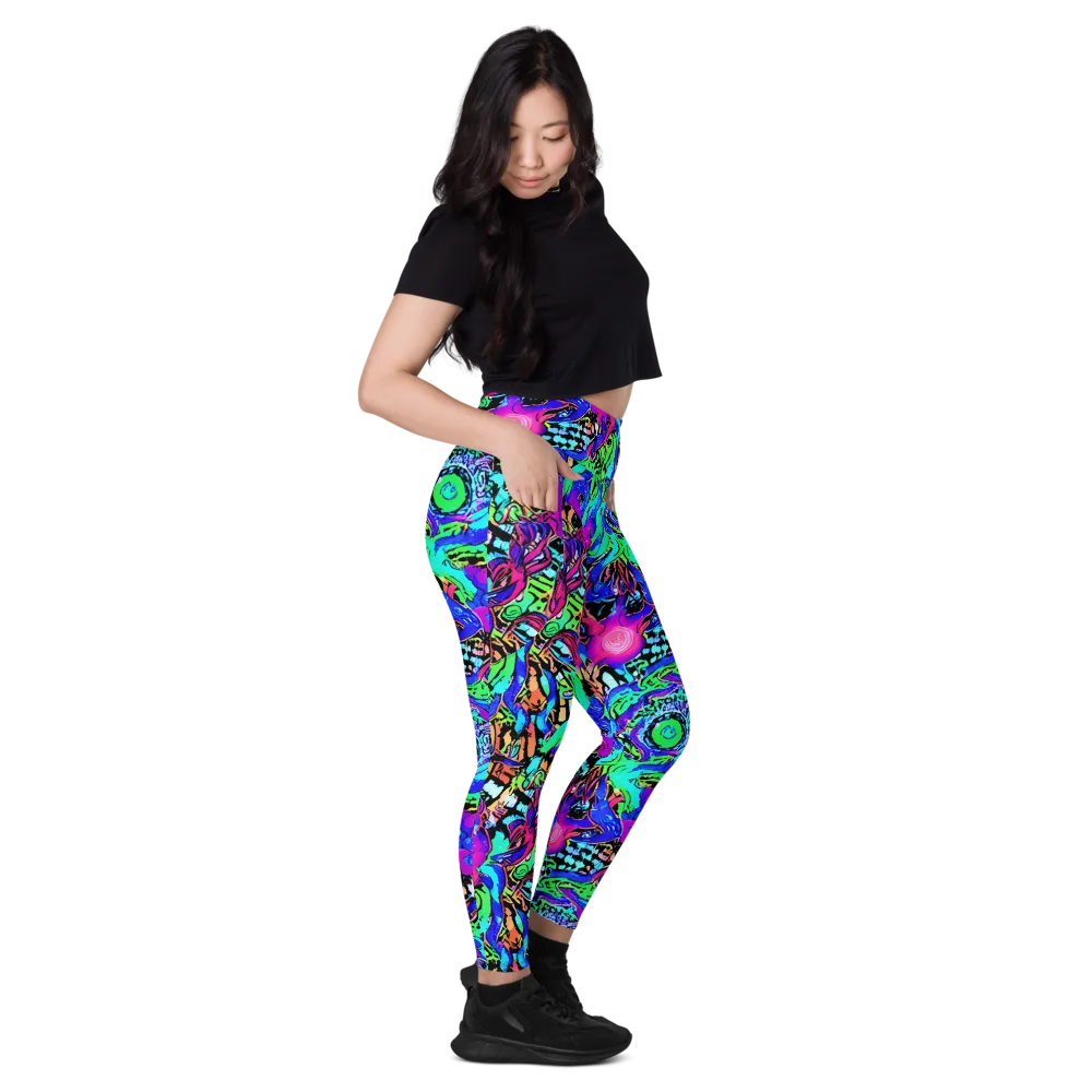 Hypercolor Jungle on Leggings with Pockets — Right