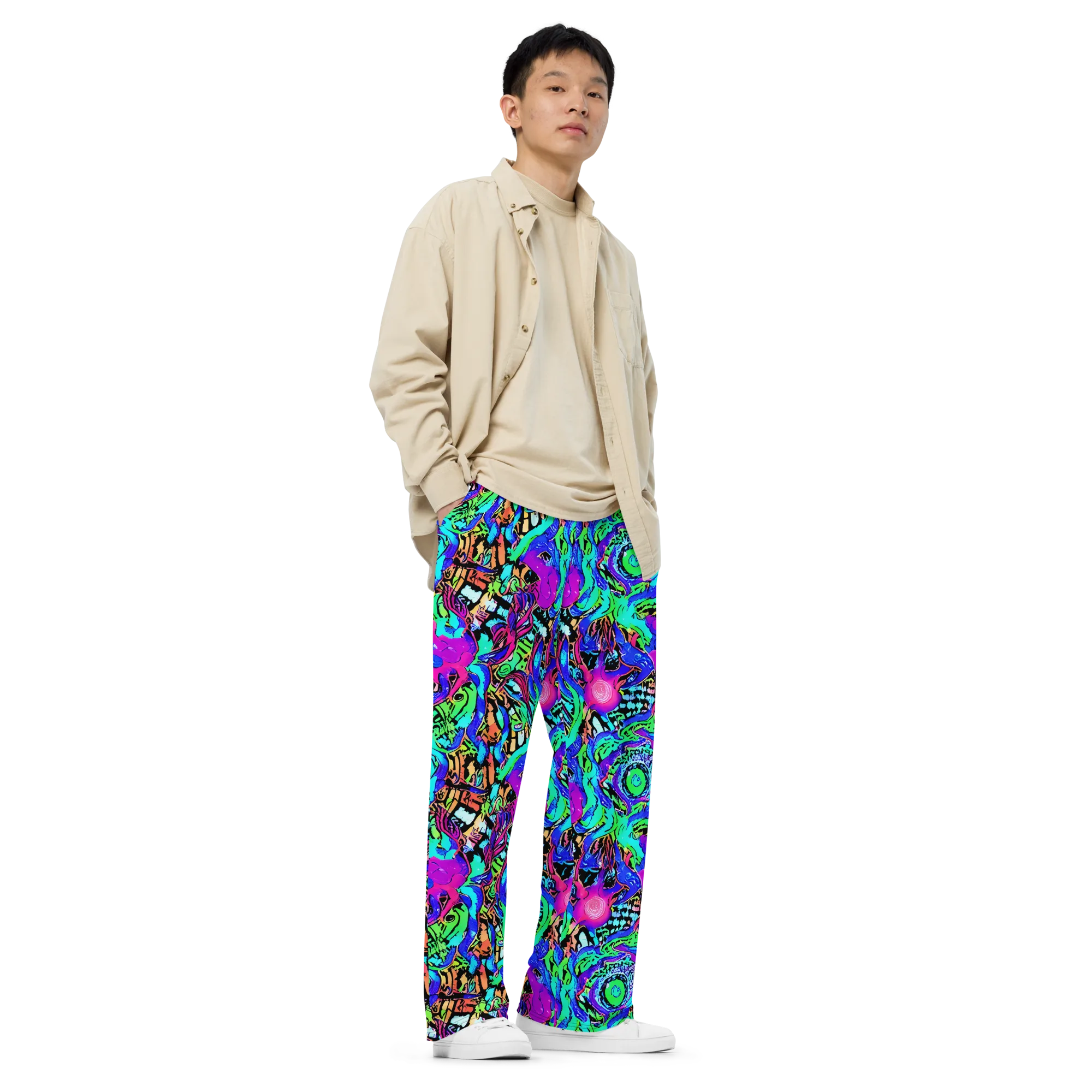 Hypercolor Jungle on Wide-Leg Pants — Right Front