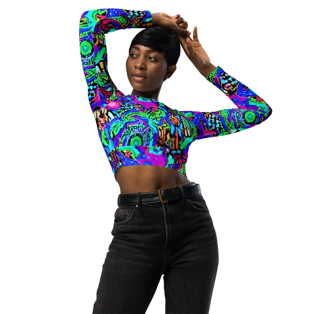Hypercolor Jungle on Long Sleeve Crop Top — Front