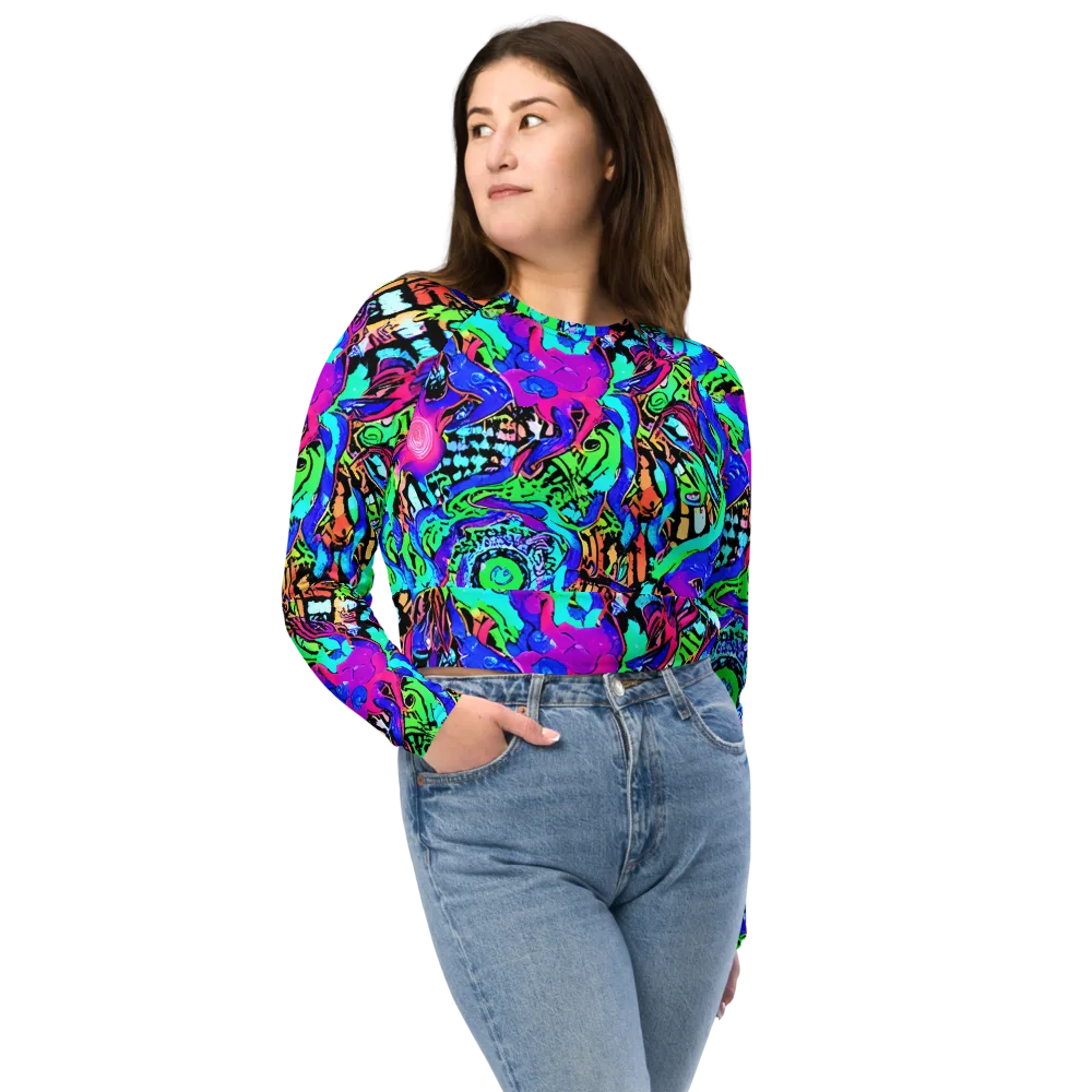 Hypercolor Jungle on Long Sleeve Crop Top — Front