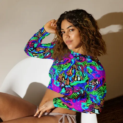Hypercolor Jungle on a Long Sleeve Crop Top
