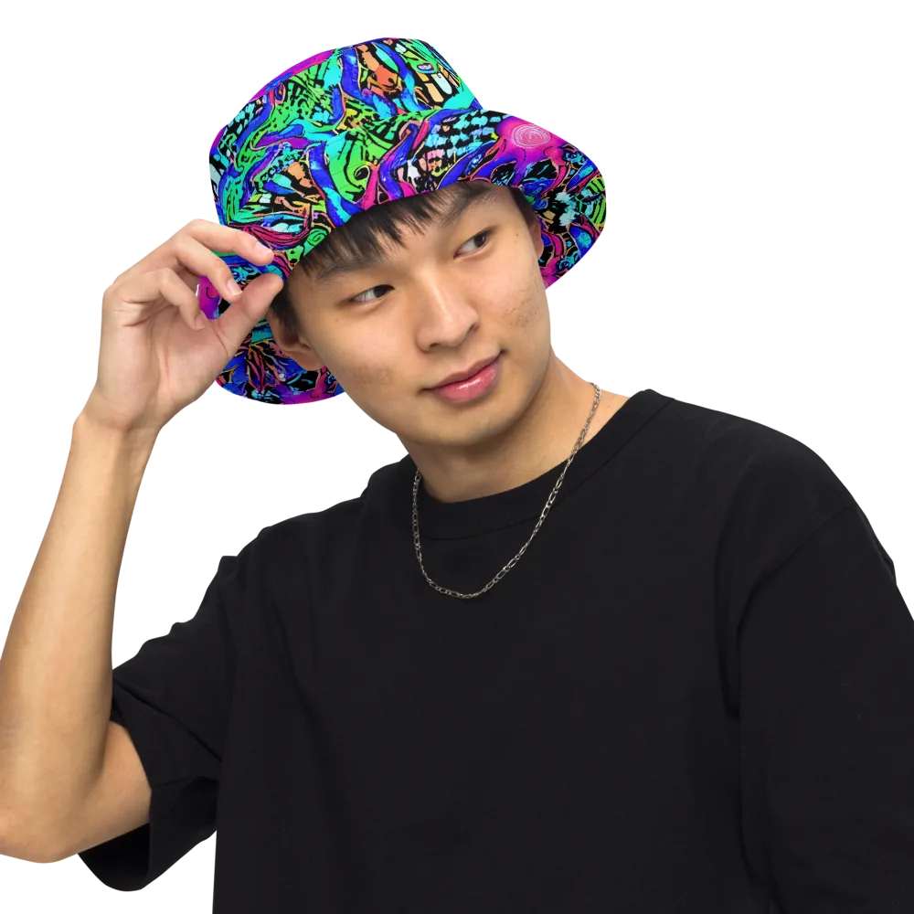 Hypercolor Jungle on Reversible Bucket Hat — Front Inside