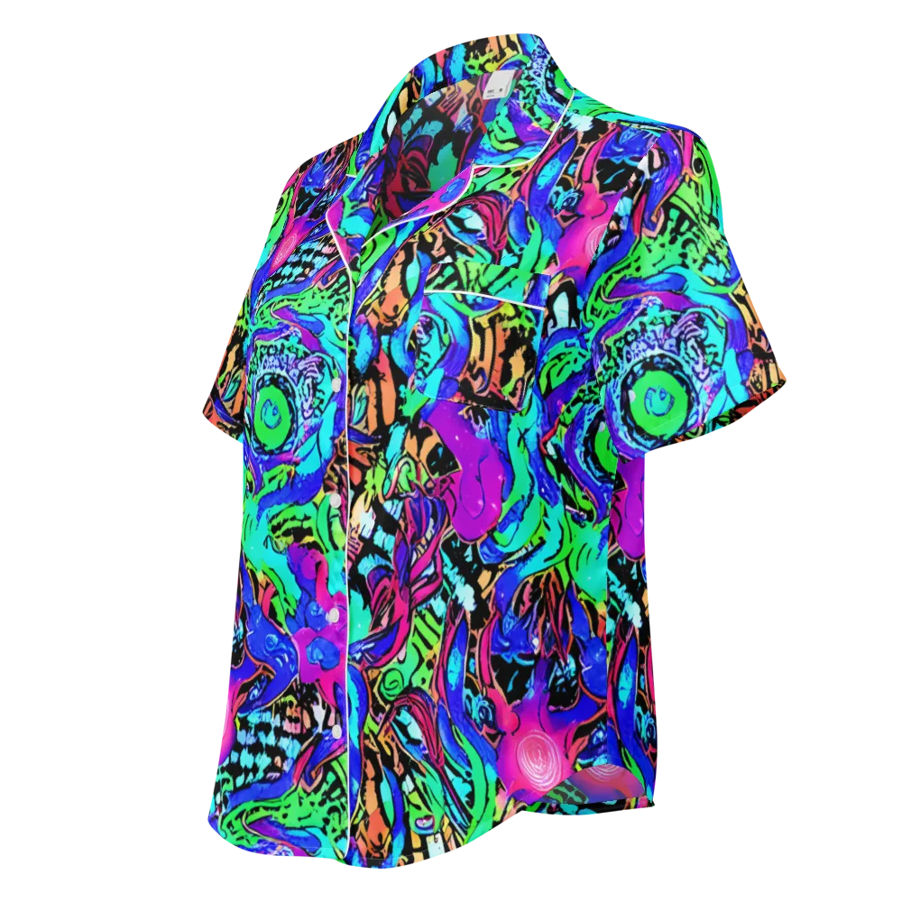 Hypercolor Jungle on Women's Short Sleeve Pajama Top — Left Front