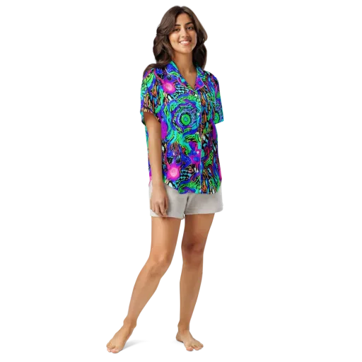 Hypercolor Jungle on a Women's Short Sleeve Pajama Top