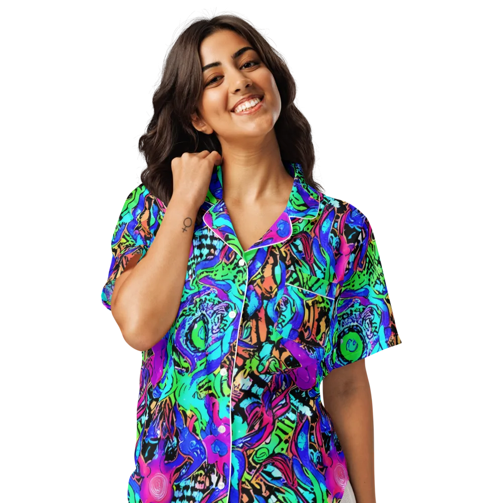 Hypercolor Jungle on Women's Short Sleeve Pajama Top — Front