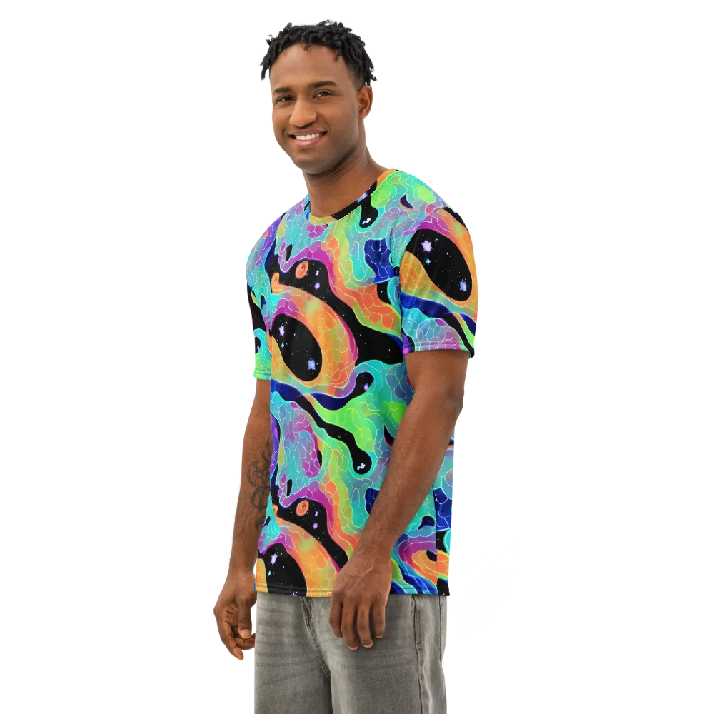Rainbow Void on Men's Cotton Crew Neck T-Shirt — Left Front