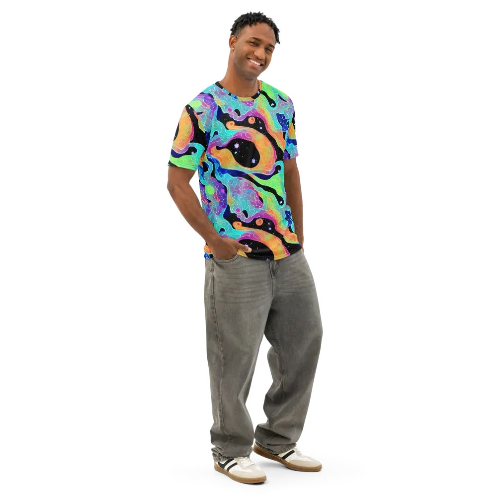 Rainbow Void on Men's Cotton Crew Neck T-Shirt — Right Front