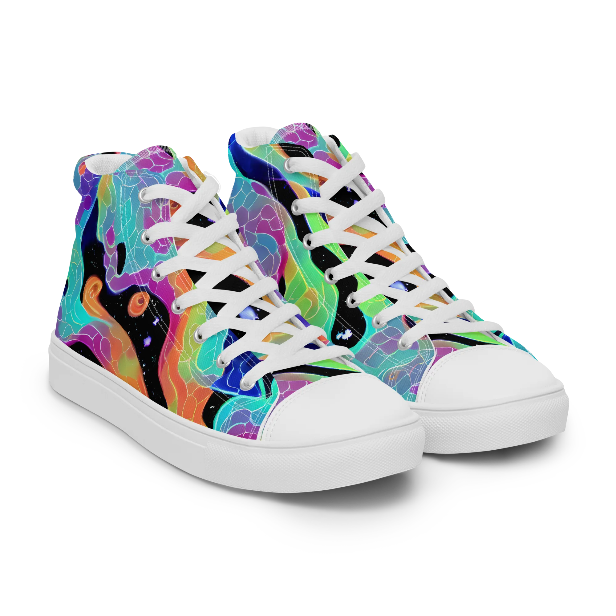 Rainbow Void on Men's High Top Canvas Shoes — Right Front