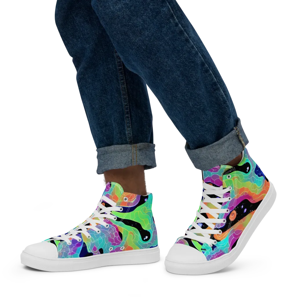 Rainbow Void on Men's High Top Canvas Shoes — Left