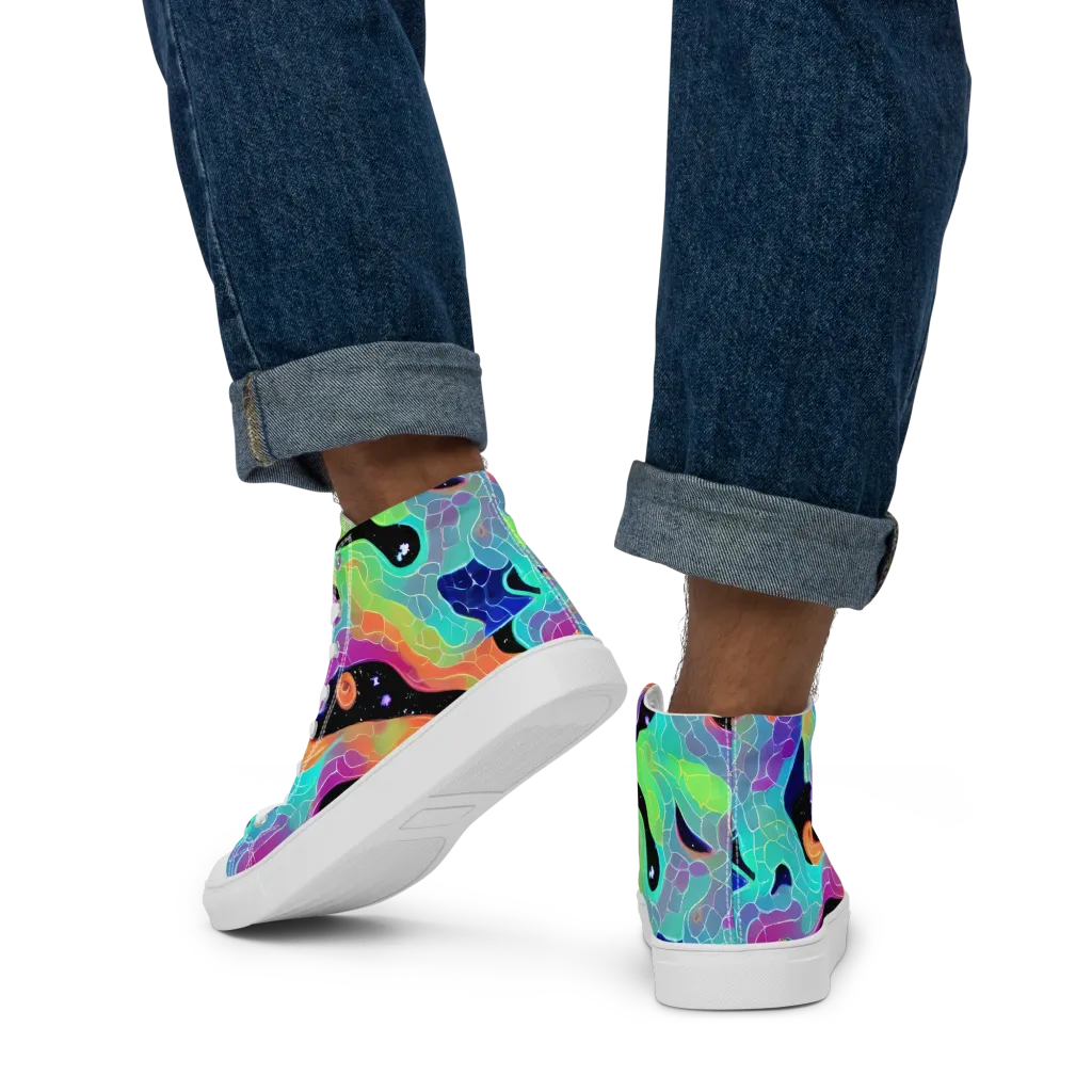 Rainbow Void on Men's High Top Canvas Shoes — Back