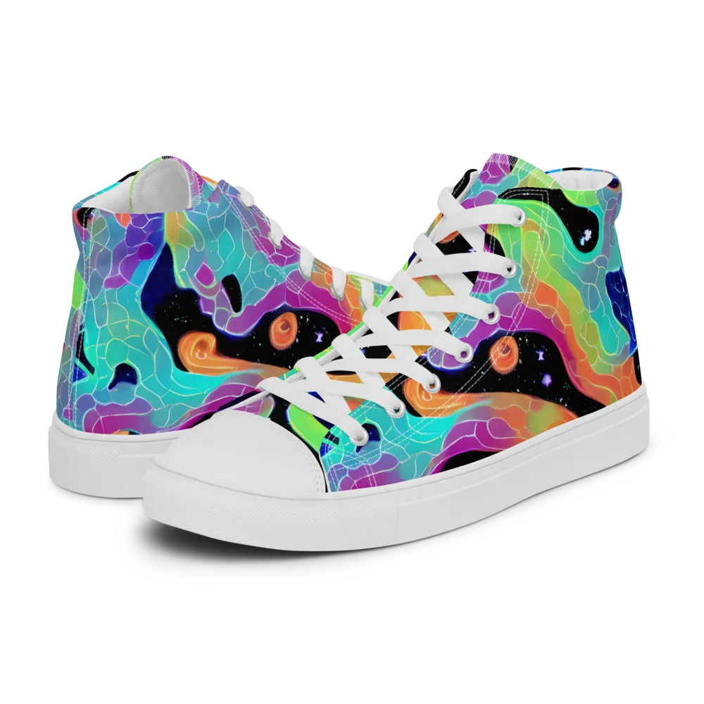 Rainbow Void on Women's High Top Canvas Shoes — Left