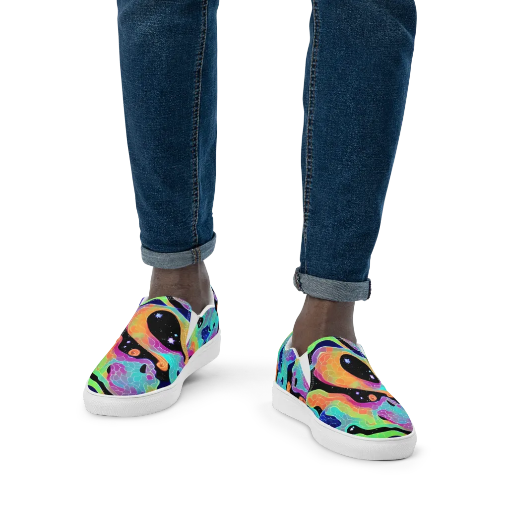 Rainbow Void on Men's Slip-On Canvas Shoes — Front