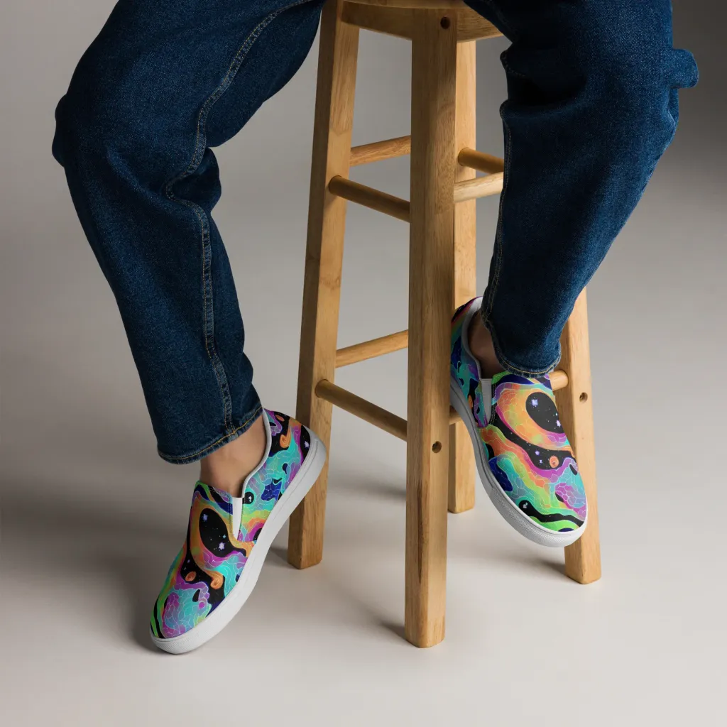Rainbow Void on Men's Slip-On Canvas Shoes — Front