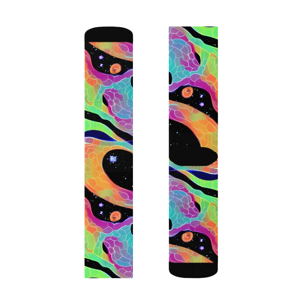 Rainbow Void on Socks — Right Sock