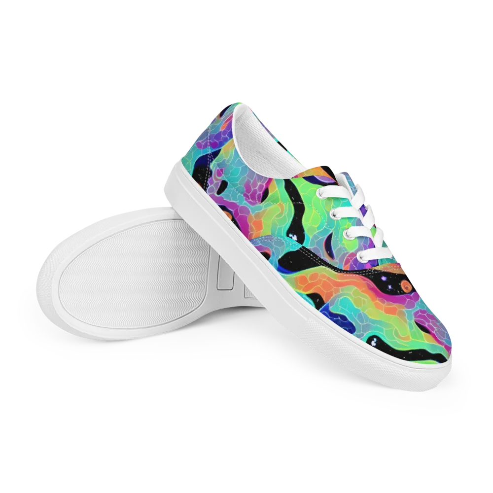 Rainbow Void on Men's Lace-Up Canvas Shoes — Right Front
