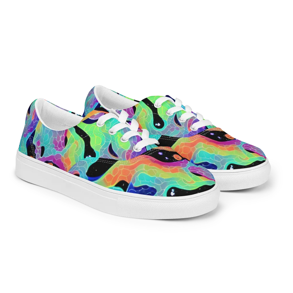 Rainbow Void on Men's Lace-Up Canvas Shoes — Right Front