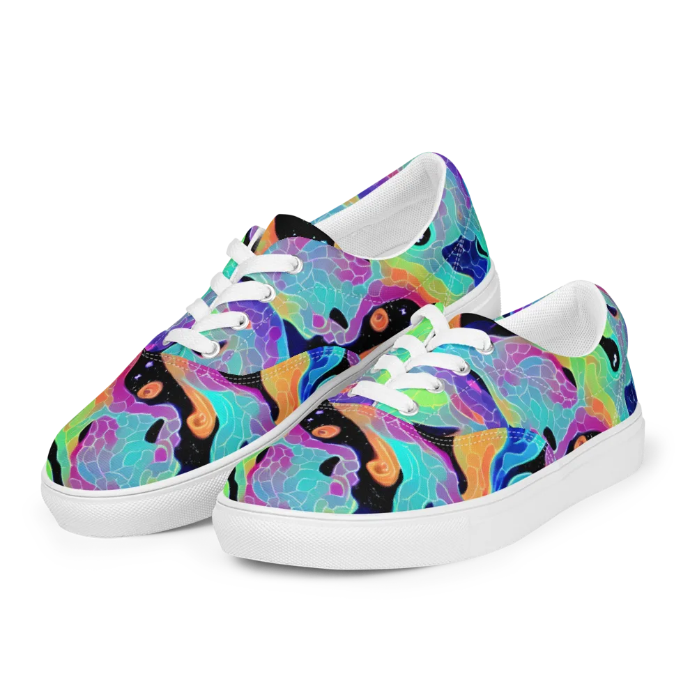 Rainbow Void on Men's Lace-Up Canvas Shoes — Left Front