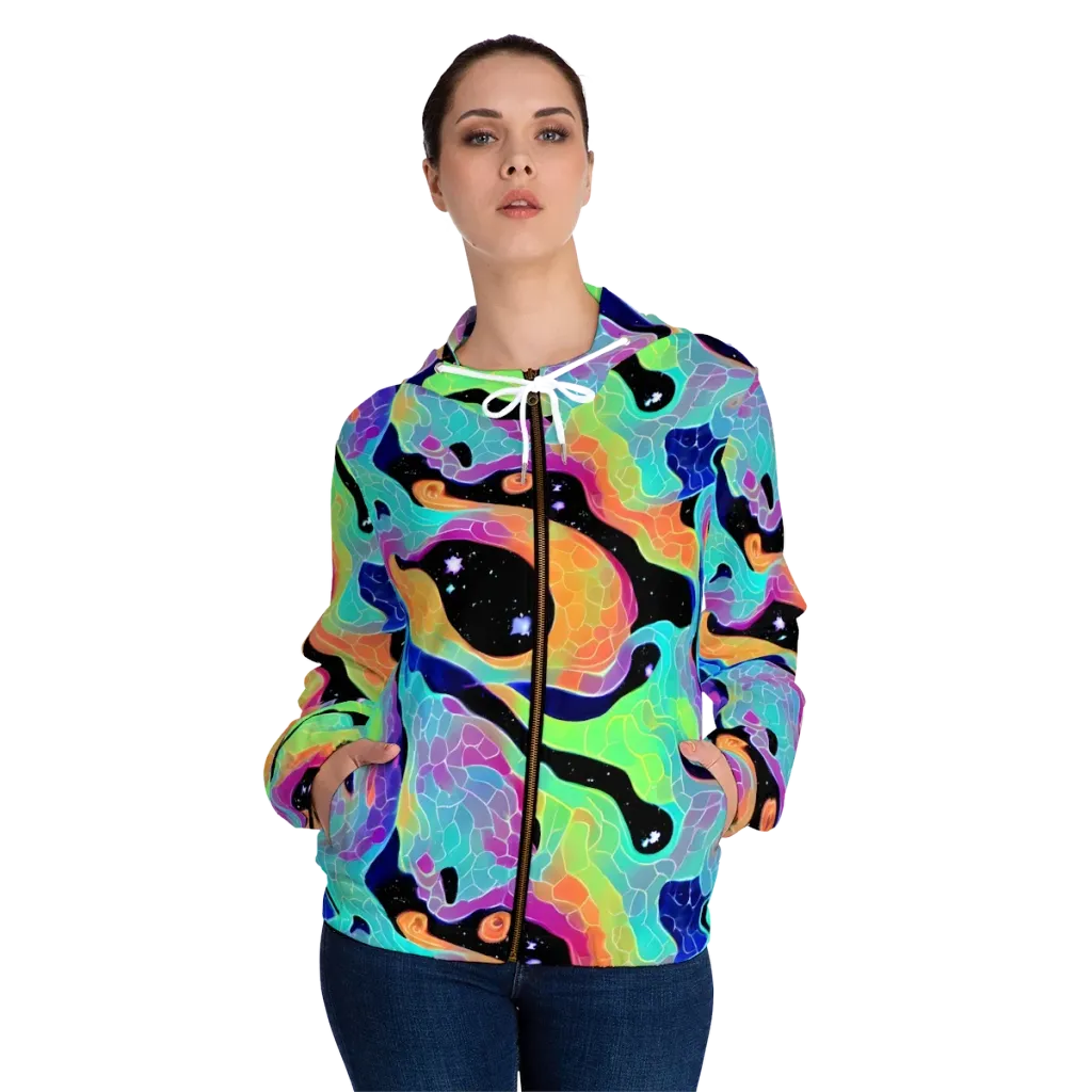 Rainbow Void on Women's Full-Zip Hoodie — Front On Person