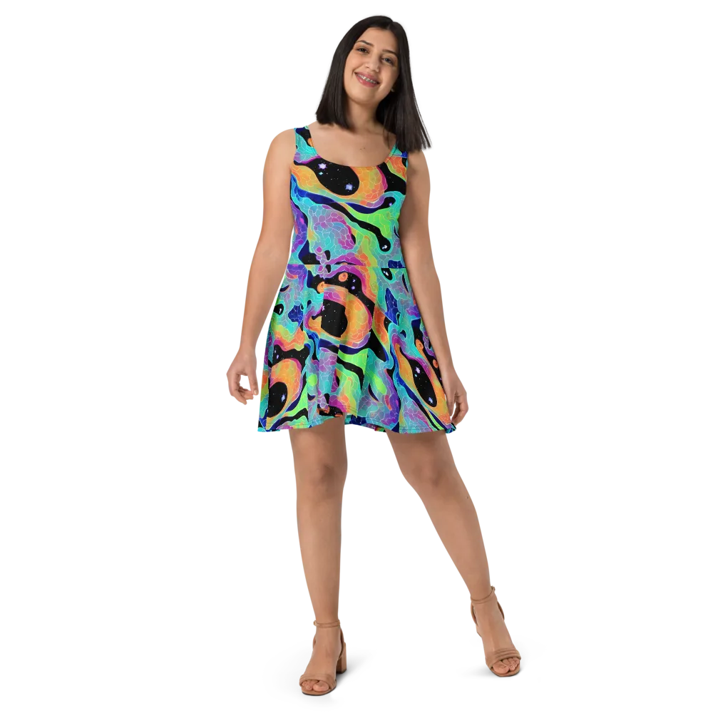 Rainbow Void on Skater Dress — Front