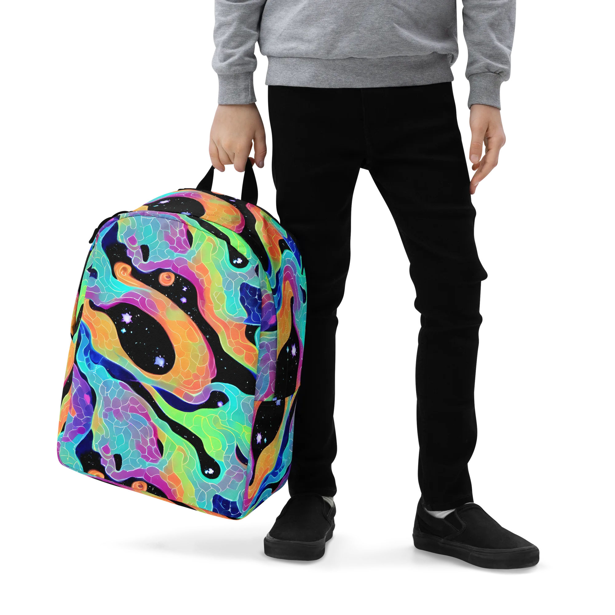 Rainbow Void on Minimalist Backpack — Zoomed-in