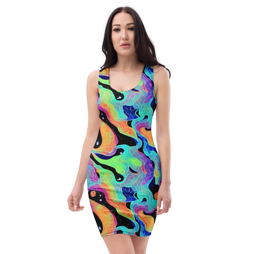 Rainbow Void on Bodycon Dress — Front