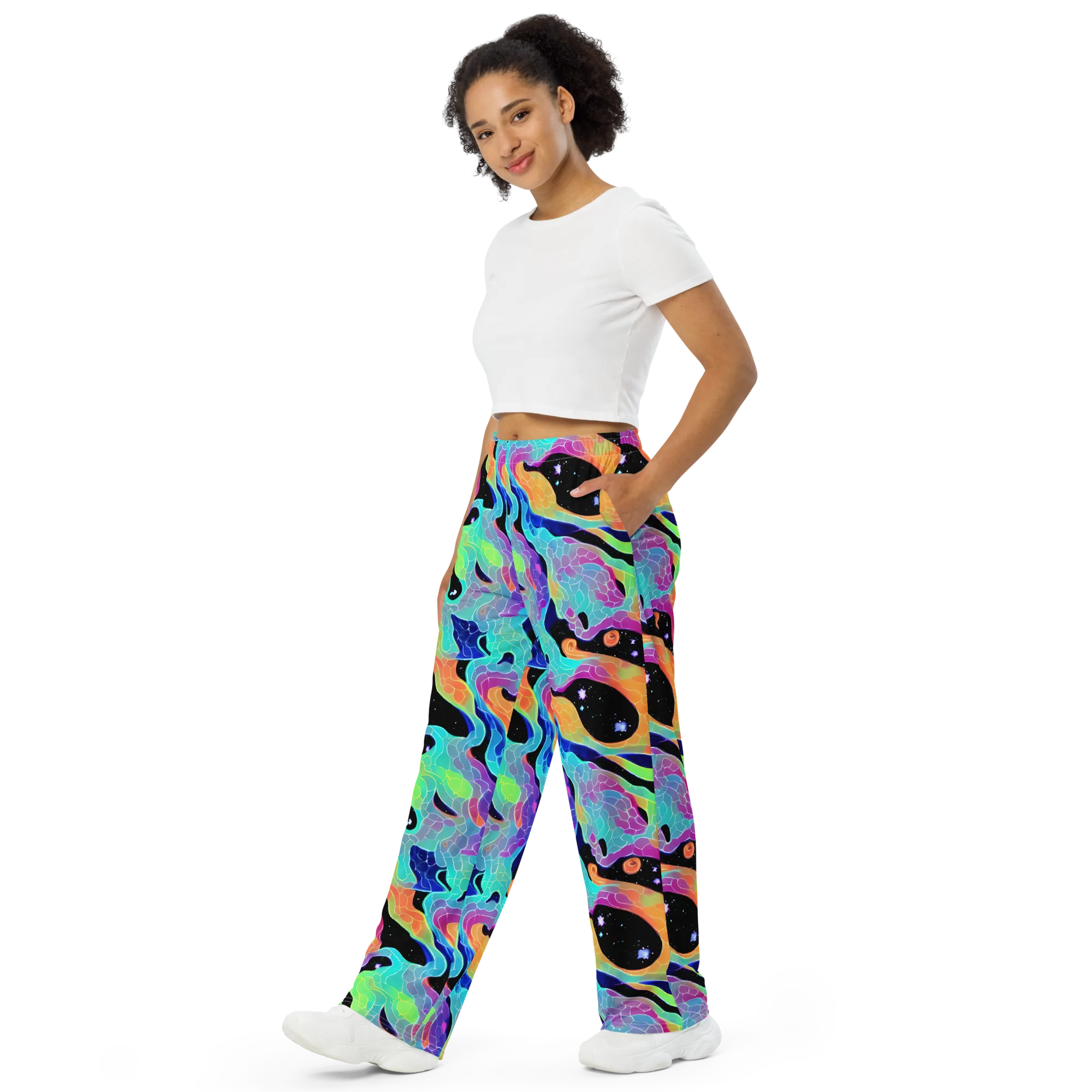 Rainbow Void on Wide-Leg Pants — Left Front