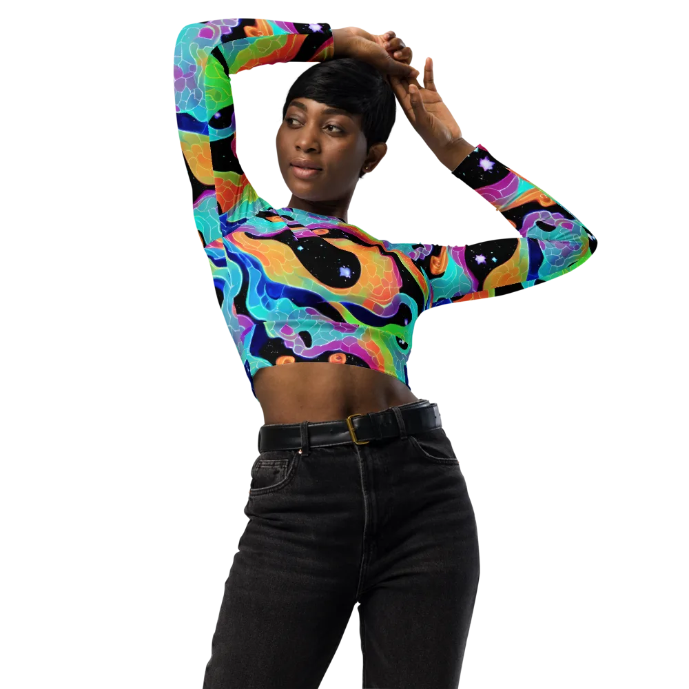 Rainbow Void on Long Sleeve Crop Top — Front