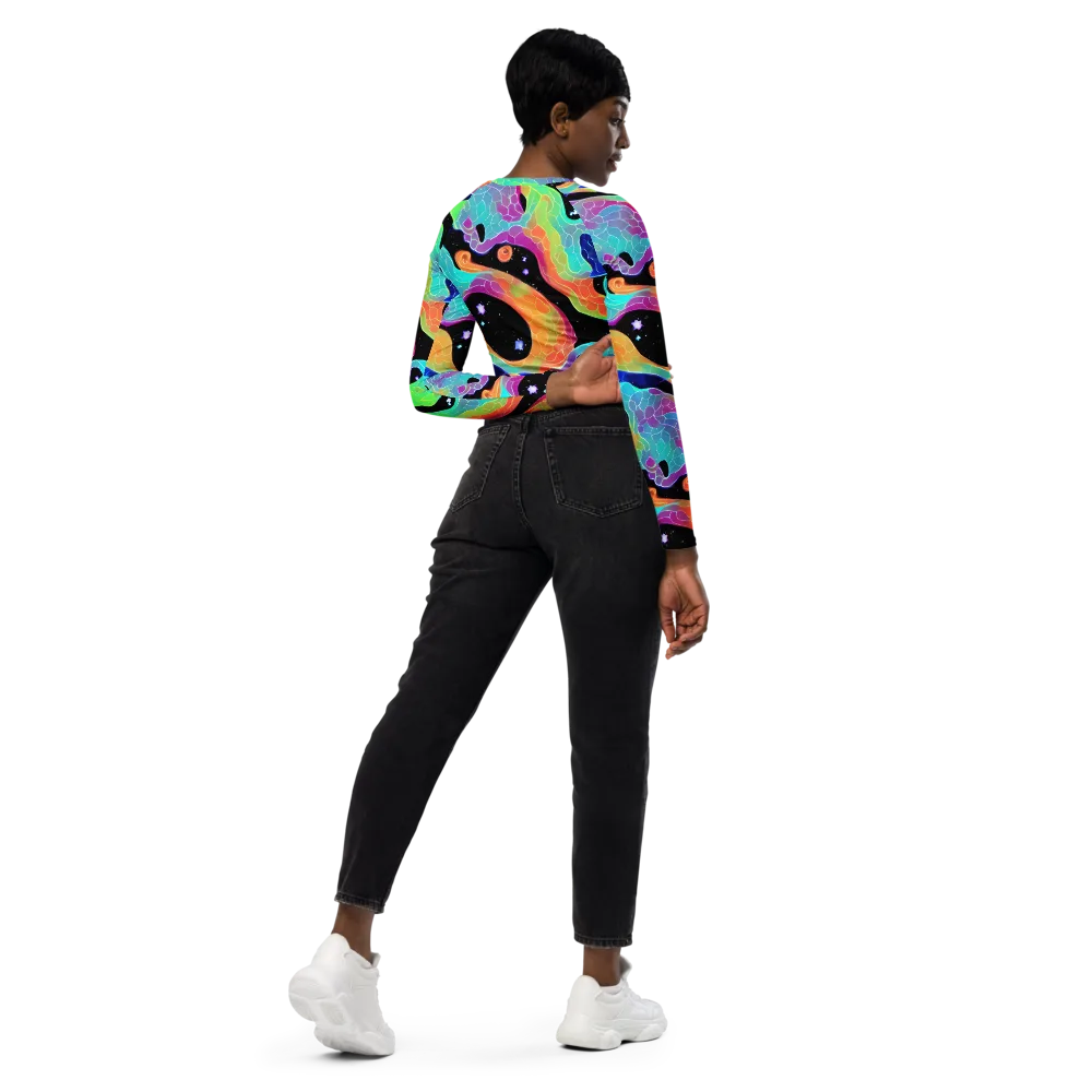 Rainbow Void on Long Sleeve Crop Top — Right Back