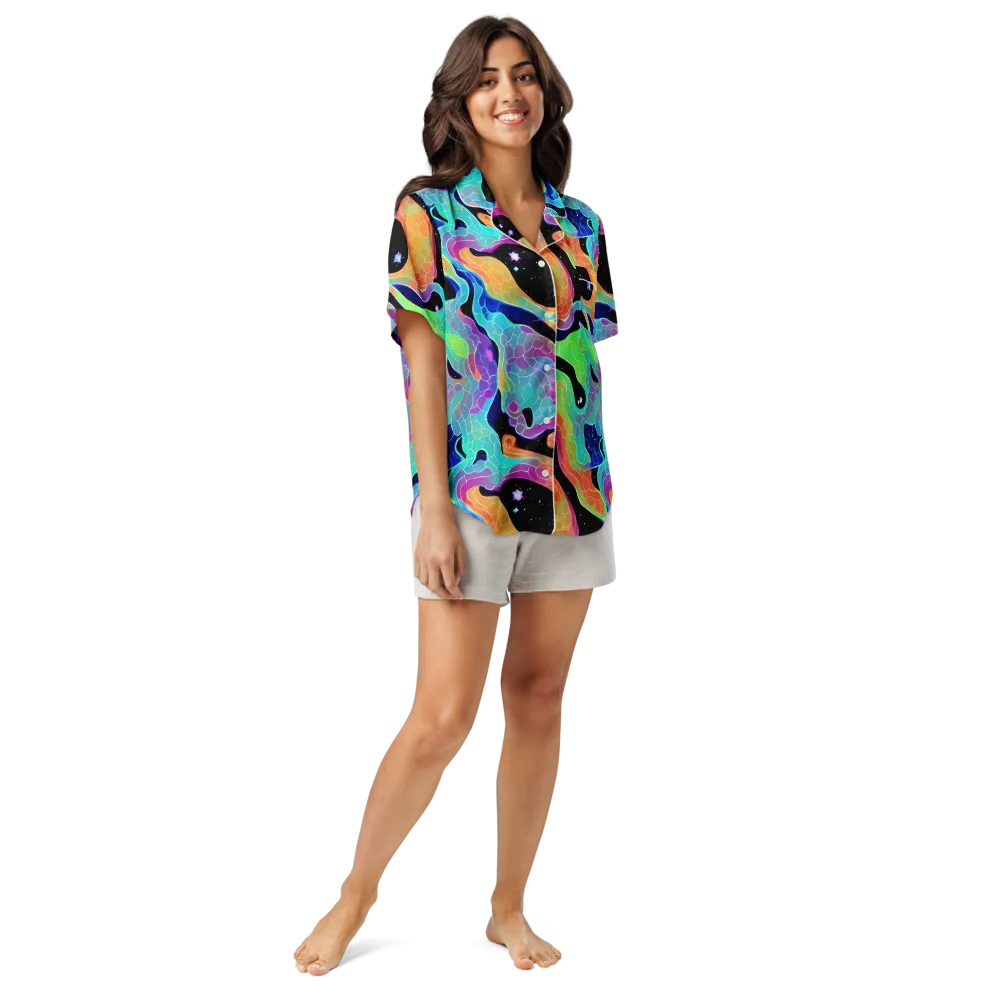 Rainbow Void on Women's Short Sleeve Pajama Top — Front