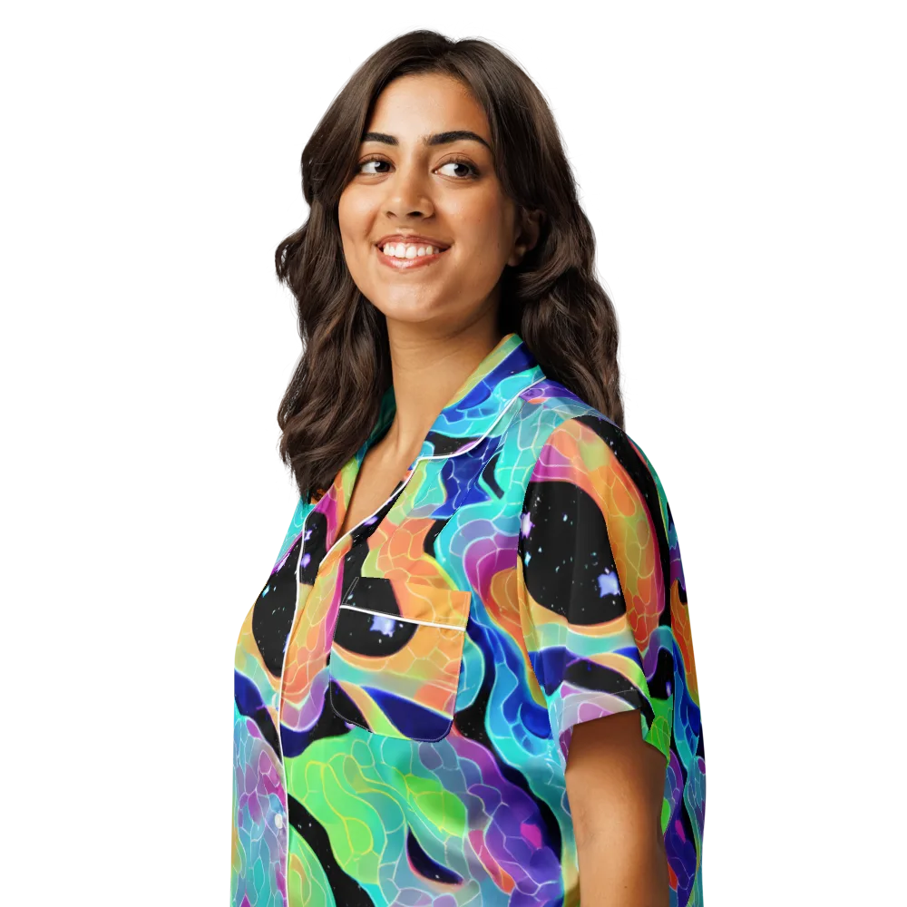Rainbow Void on Women's Short Sleeve Pajama Top — Left Front