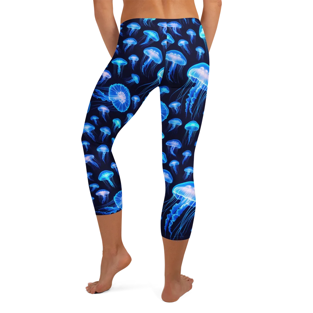 Azure Jellyfall on Capri Leggings — Back