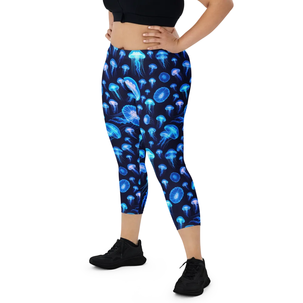 Azure Jellyfall on Capri Leggings — Front