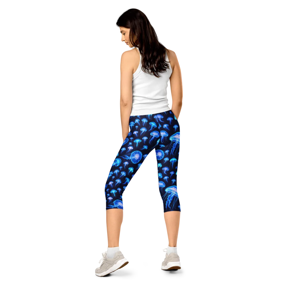 Azure Jellyfall on Capri Leggings — Back