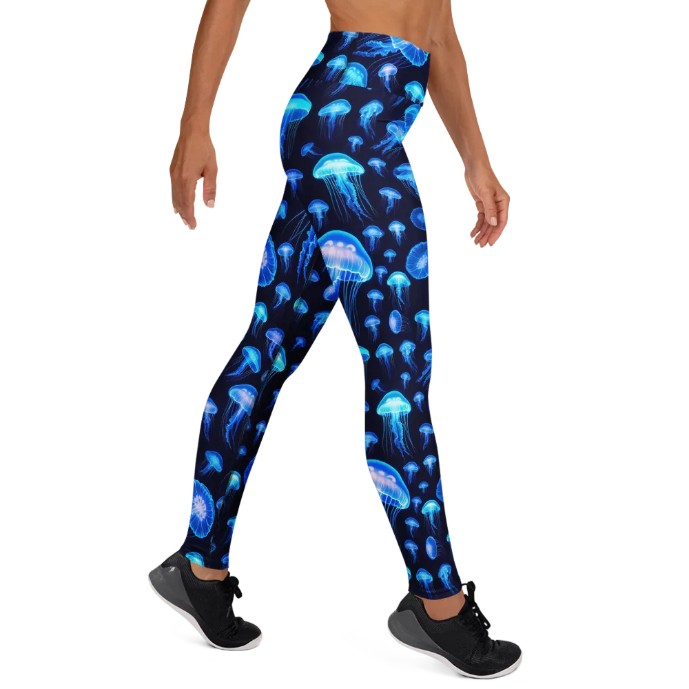 Azure Jellyfall on Yoga Leggings — Right