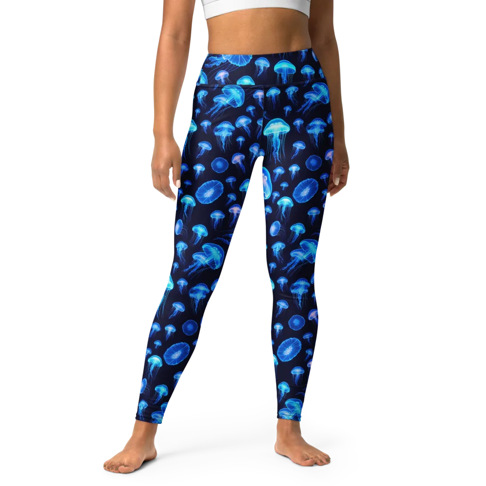 Azure Jellyfall on Yoga Leggings — Front