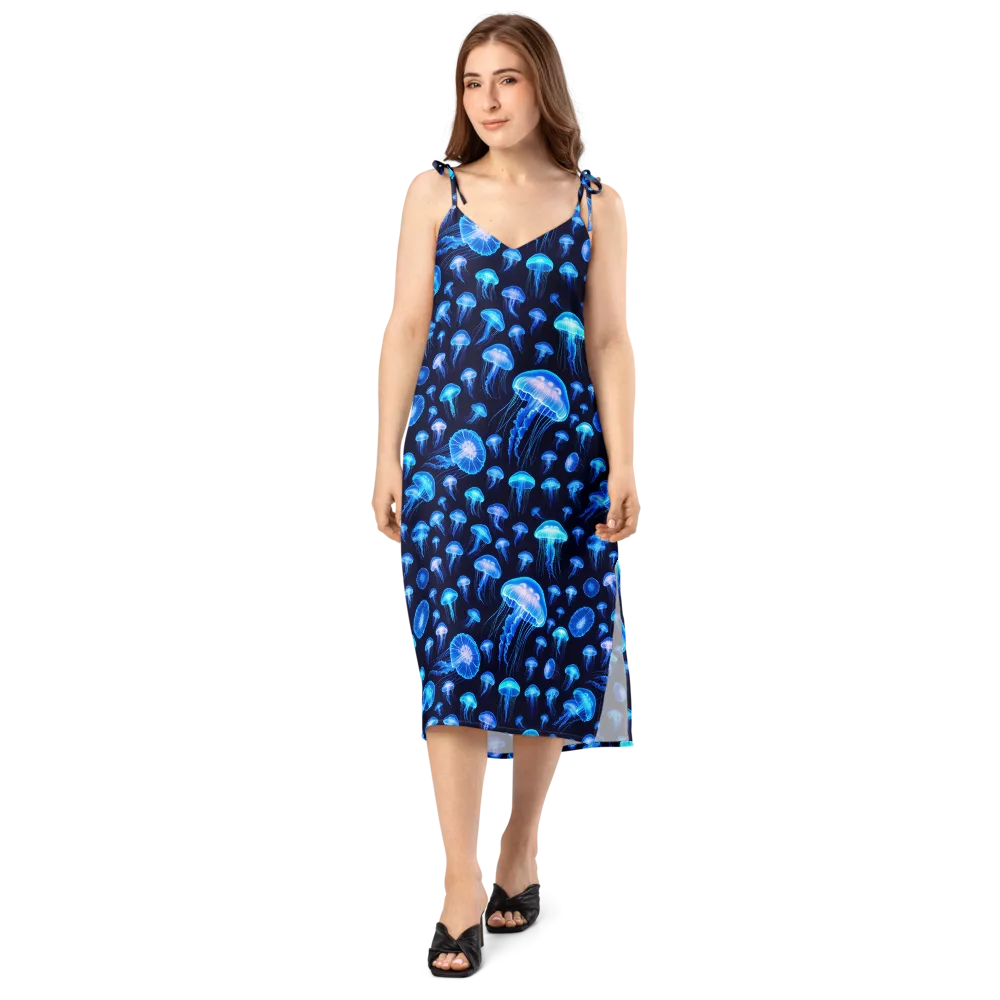 Azure Jellyfall on Slip Dress — Front