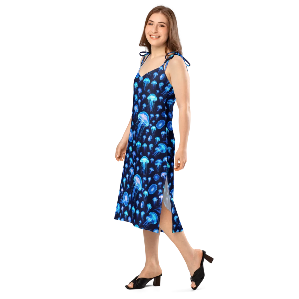 Azure Jellyfall on Slip Dress — Left Front