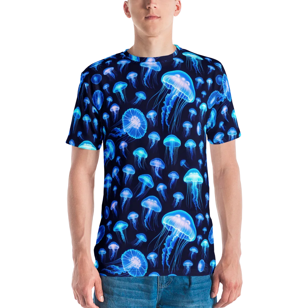 Azure Jellyfall on Men's Crew Neck T-Shirt — Front