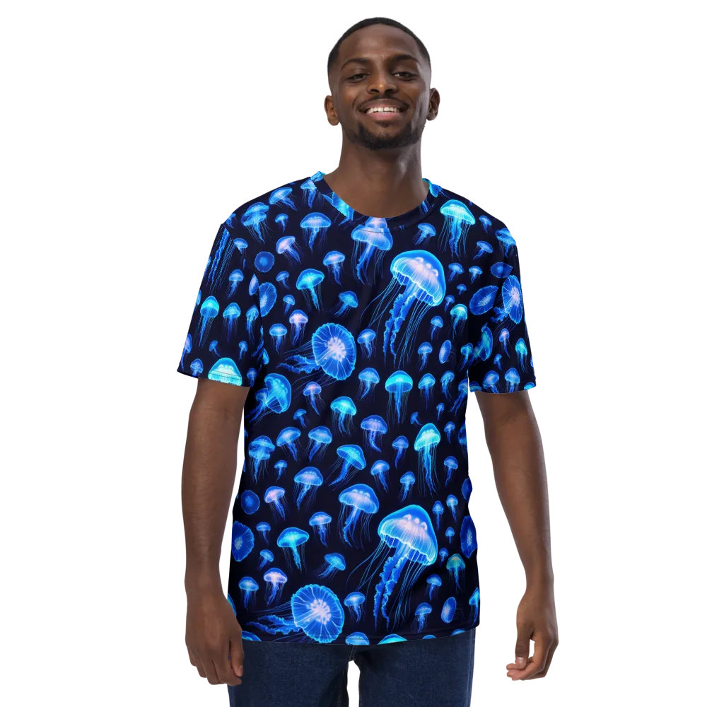 Azure Jellyfall on Men's Crew Neck T-Shirt — Front